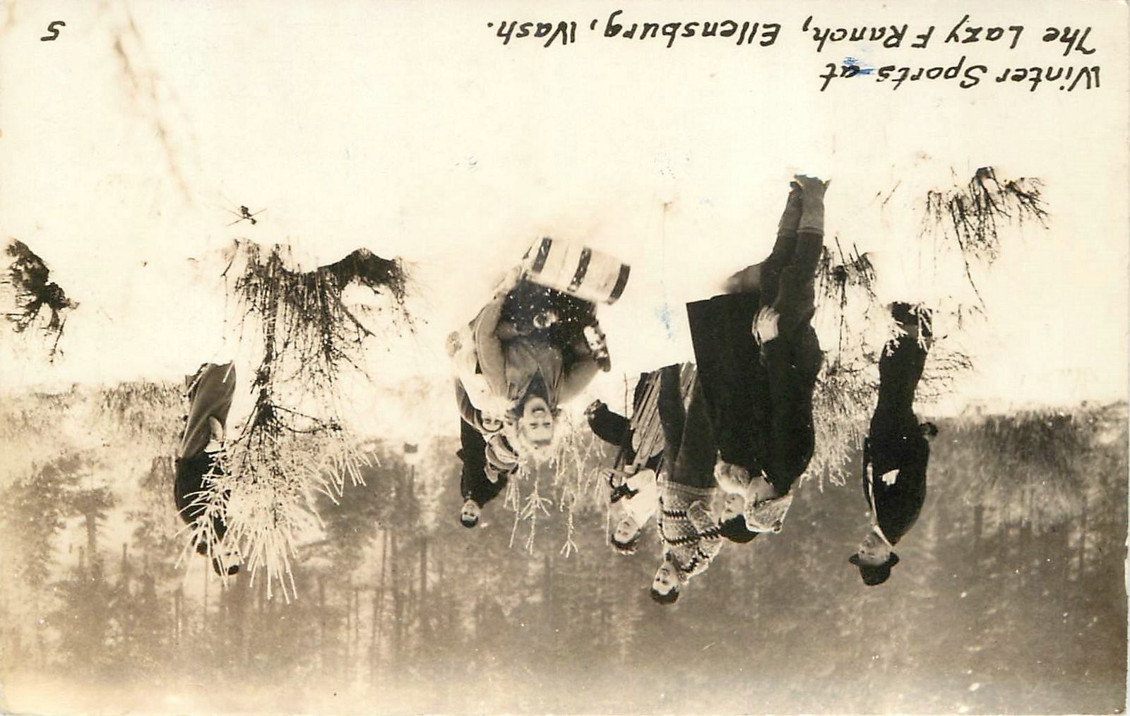 1942 Ellensburg Washington Winter Sports Lazy F Ranch RPPC Postcard 25-8010