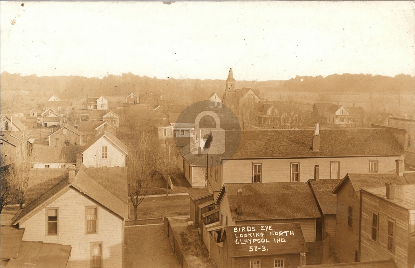 Bird's Eye Looking North, Claypool IN Indiana RPPC Photo Postcard COPY Bird's Eye Looking North, Claypool IN Indiana RPPC Photo Postcard COPY