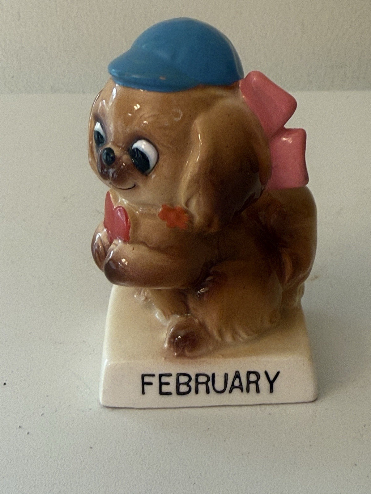 anthropomorphic Dog Of The Month February Ceramic Figurine Norcrest VTG Japan 3”