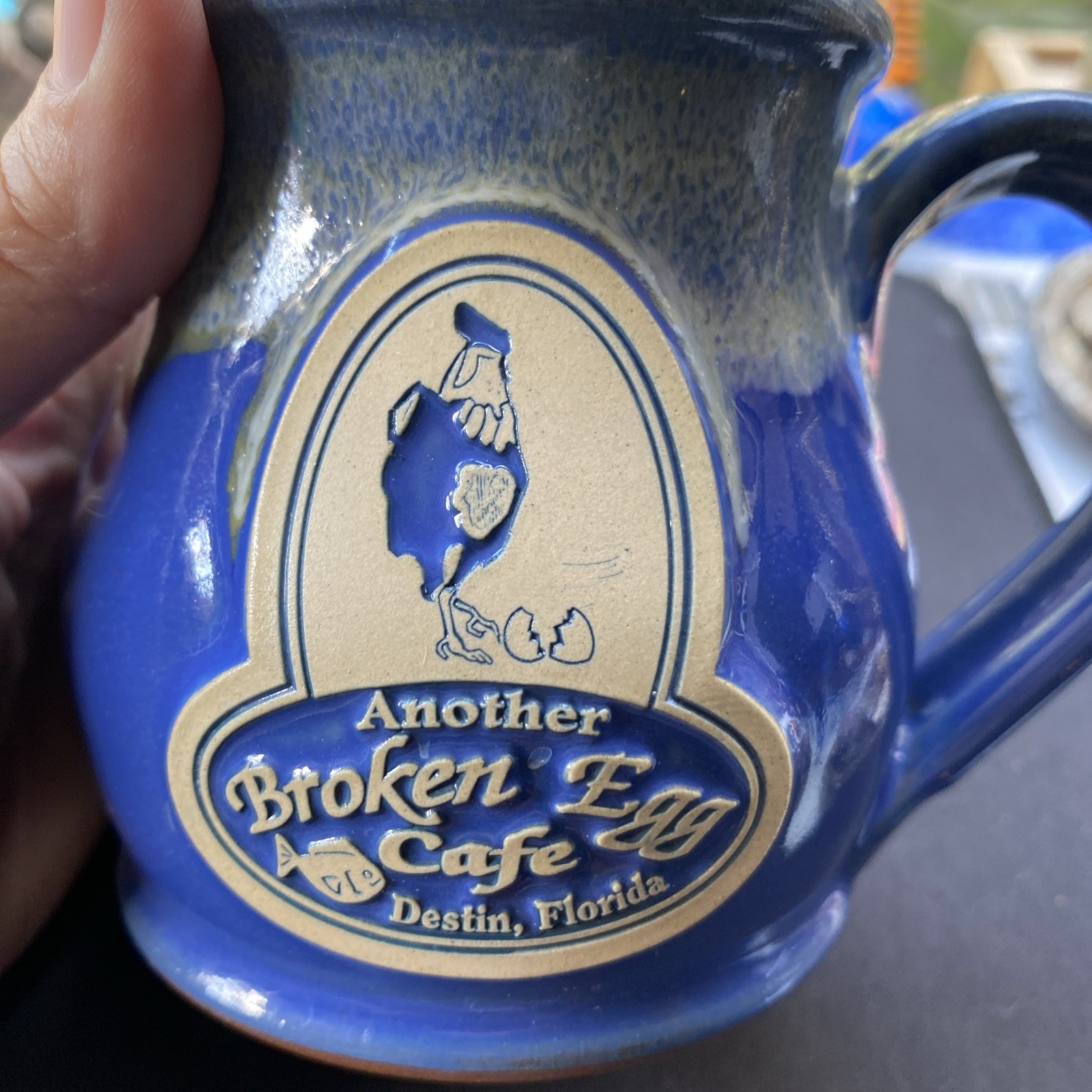 Vtg Deneen Pottery Broken Egg Cafe Coffee Mug Cup Destin Florida
