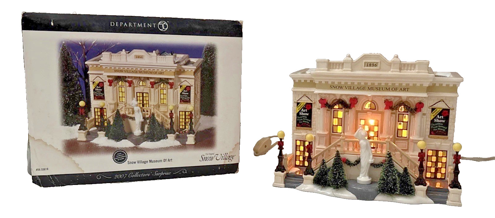 VTG Dept 56 Snow Village Museum of Art Lighted Christmas House w/ Box