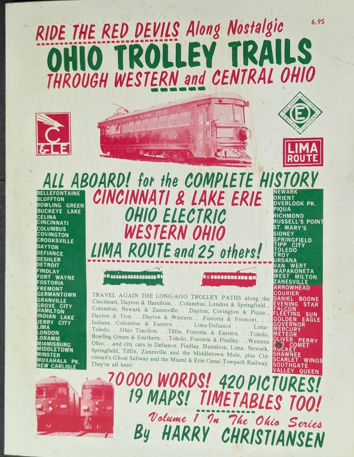 ***VINTAGE 1971 OHIO TROLLEY TRAILS HISTORICAL PAPERBACK BOOK***
