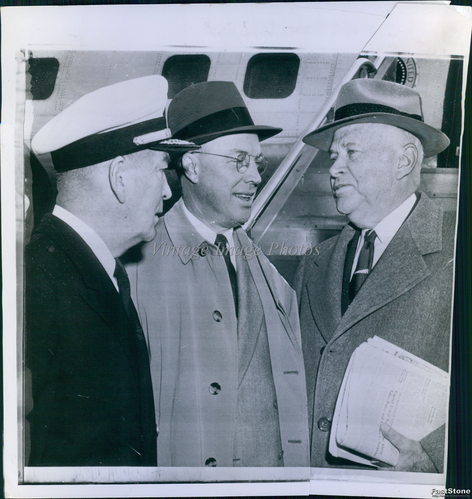 1955 Denver Arthur Radford Milton Eisenhower Wilson Wirephoto Vintage 8x8