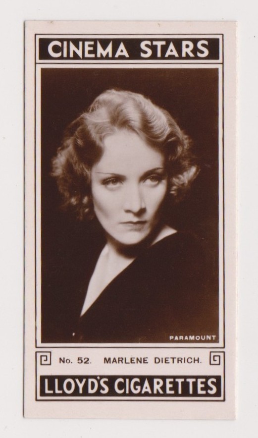 Marlene Dietrich 1935 Lloyd or Lloyd\'s Cinema Stars Tobacco Card #52 Film Star
