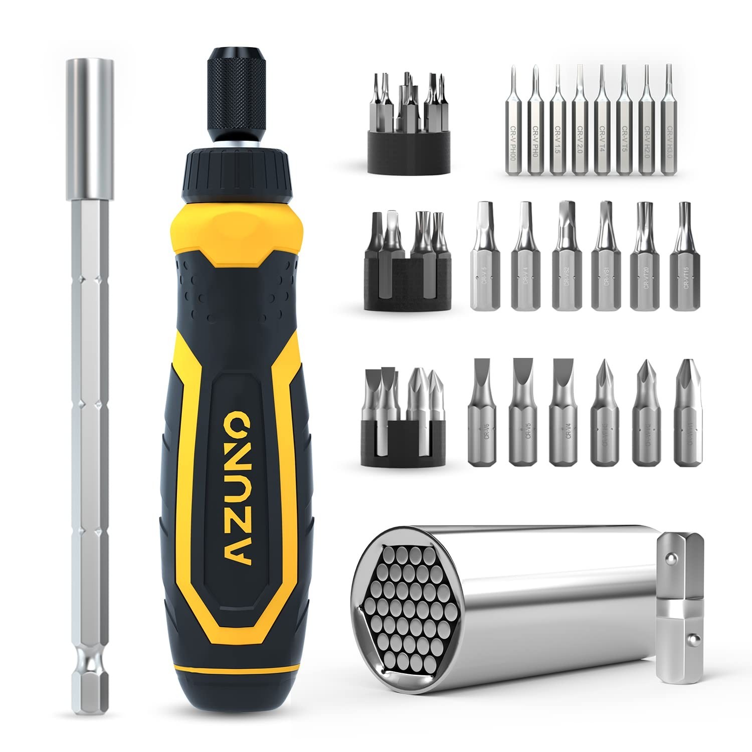 24 IN 1 Ratchet Screwdriver Set with Universal Socket, 20 CRV Bits Stored in ... 24 IN 1 Ratchet Screwdriver Set with Universal Socket, 20 CRV Bits Stored in ...