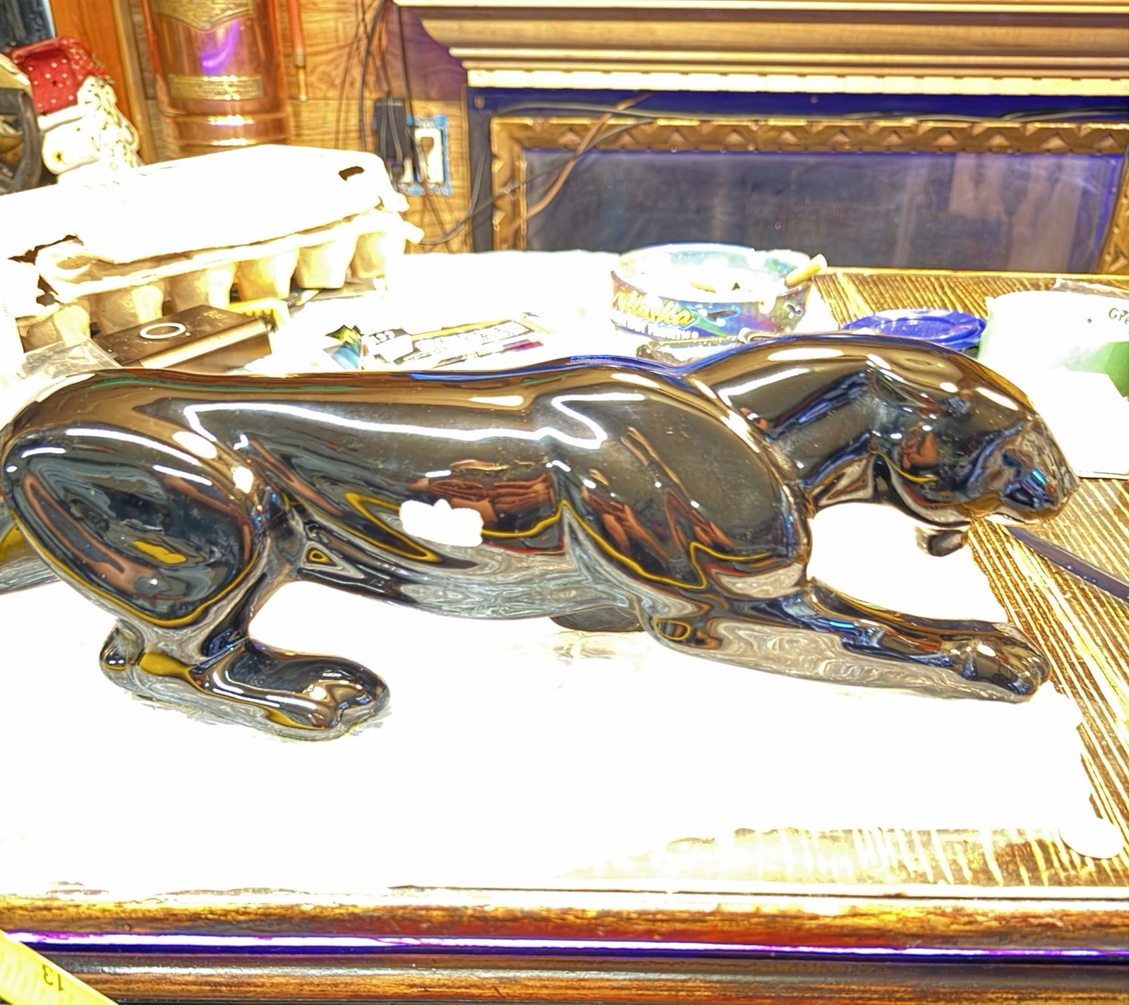 Royal Haeger Ceramic Crouching Black Panther Figure Statue 1960\'s Aesthetic Royal Haeger Ceramic Crouching Black Panther Figure Statue 1960\'s Aesthetic