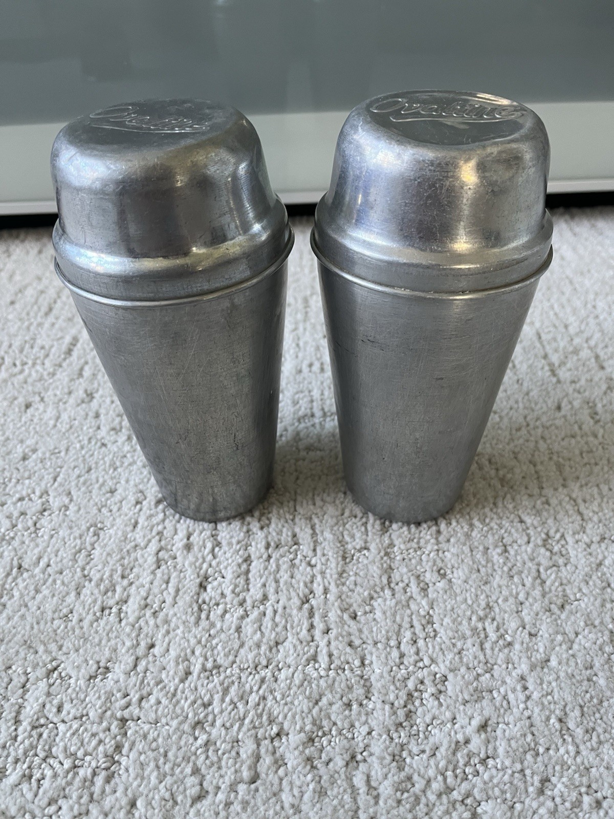 Vintage Ovaltine Aluminum Drink Shakers Lot of 2 Malted Milk Advertising Cups