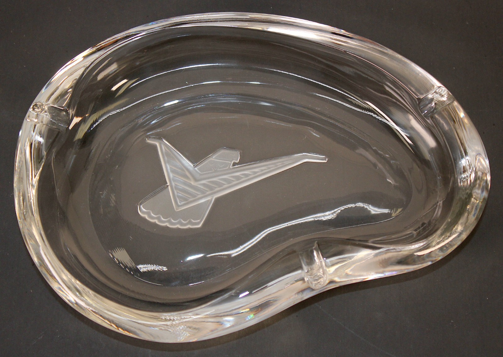 Vintage Fostoria Crystal 1959 Ford Thunderbird Etched Emblem Promo Ashtray Vintage Fostoria Crystal 1959 Ford Thunderbird Etched Emblem Promo Ashtray