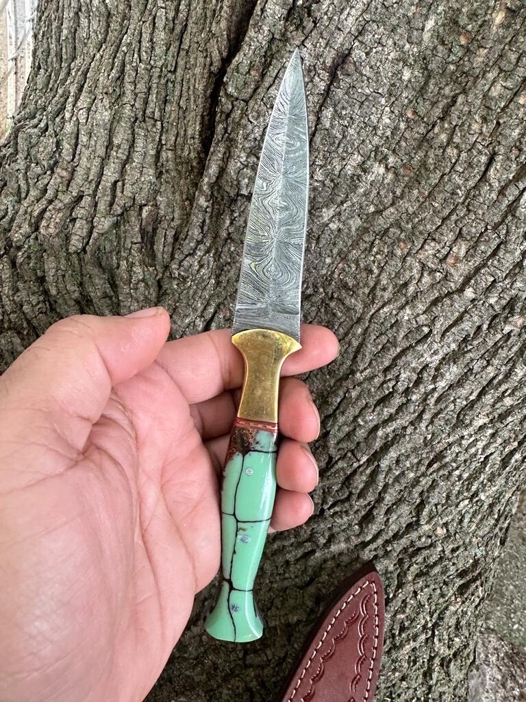Vintage handmade Damascus double edged dagger boot knife Collectible THROWING Vintage handmade Damascus double edged dagger boot knife Collectible THROWING