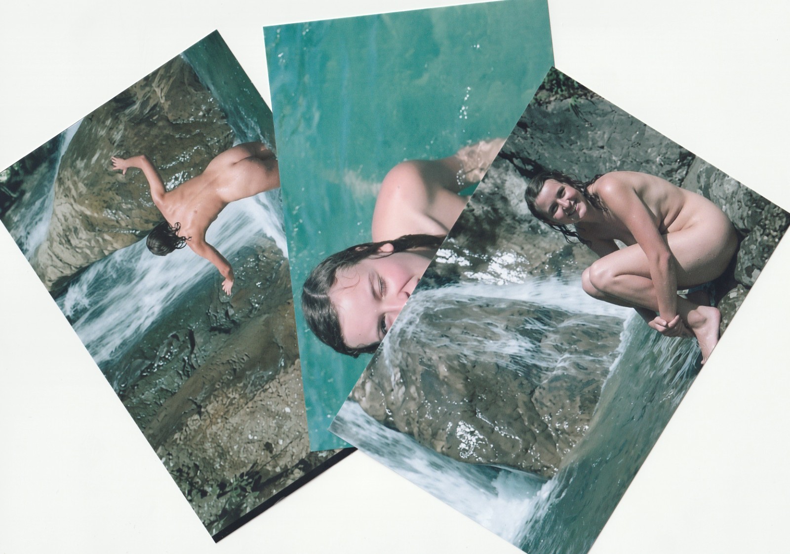 German WW II Photo   ( 3 Pak )      Eva Braun  Swiming   In Color