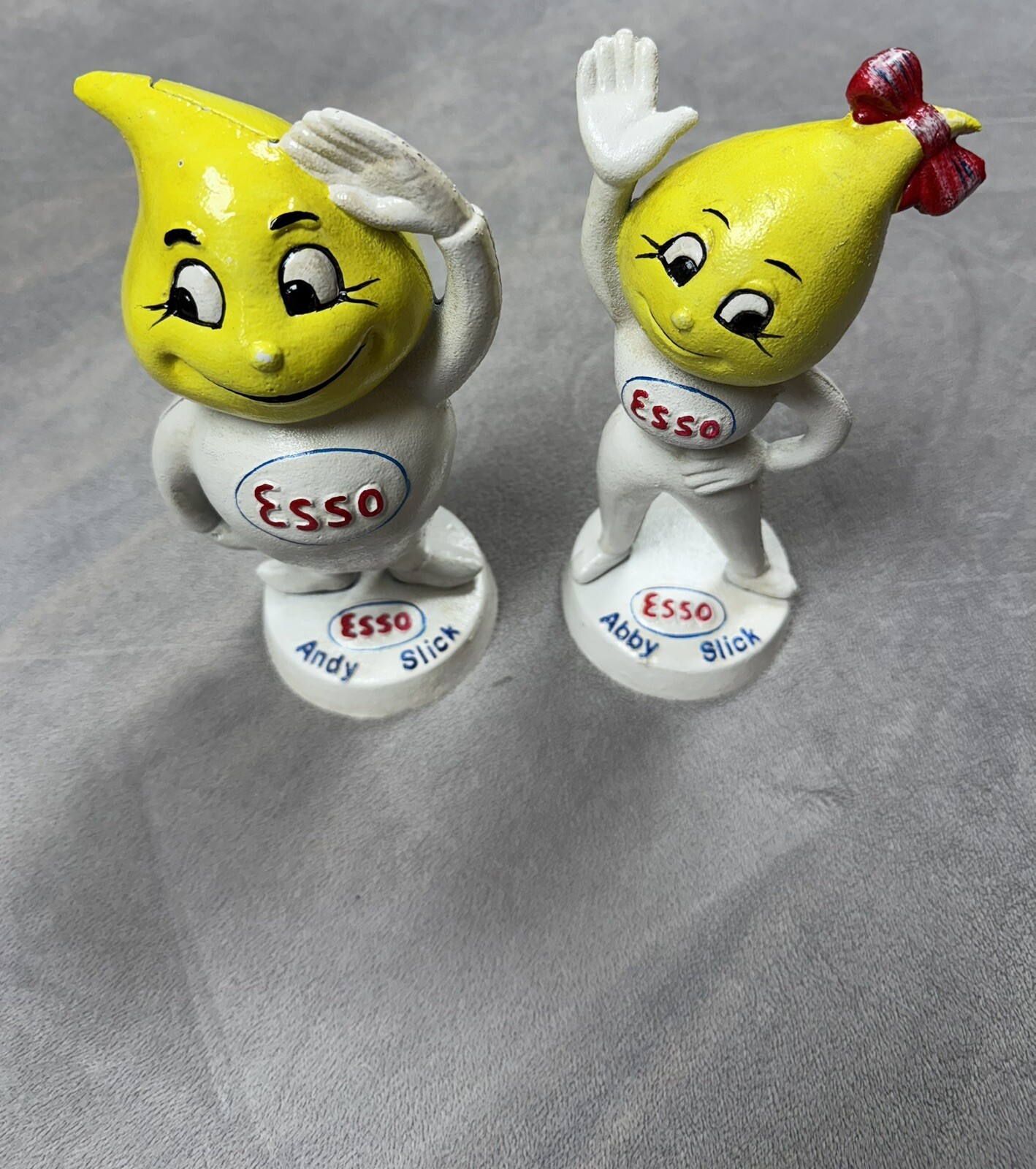 Vintage Andy Slick & Abby Slick Drip Oil & Gasoline Cast Iron Coin Banks