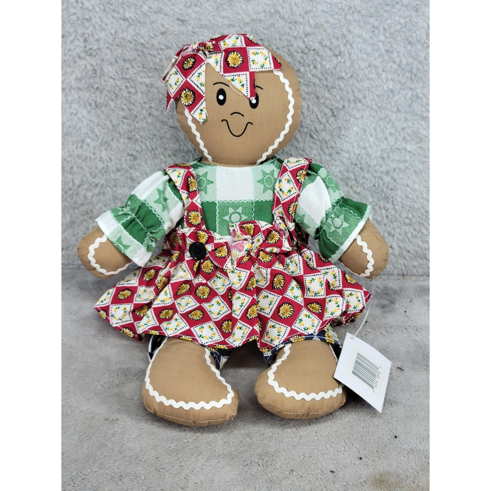 Herco Country Shop Gingerbread Girl Plush Doll 10 Inch Fabric Christmas Decor