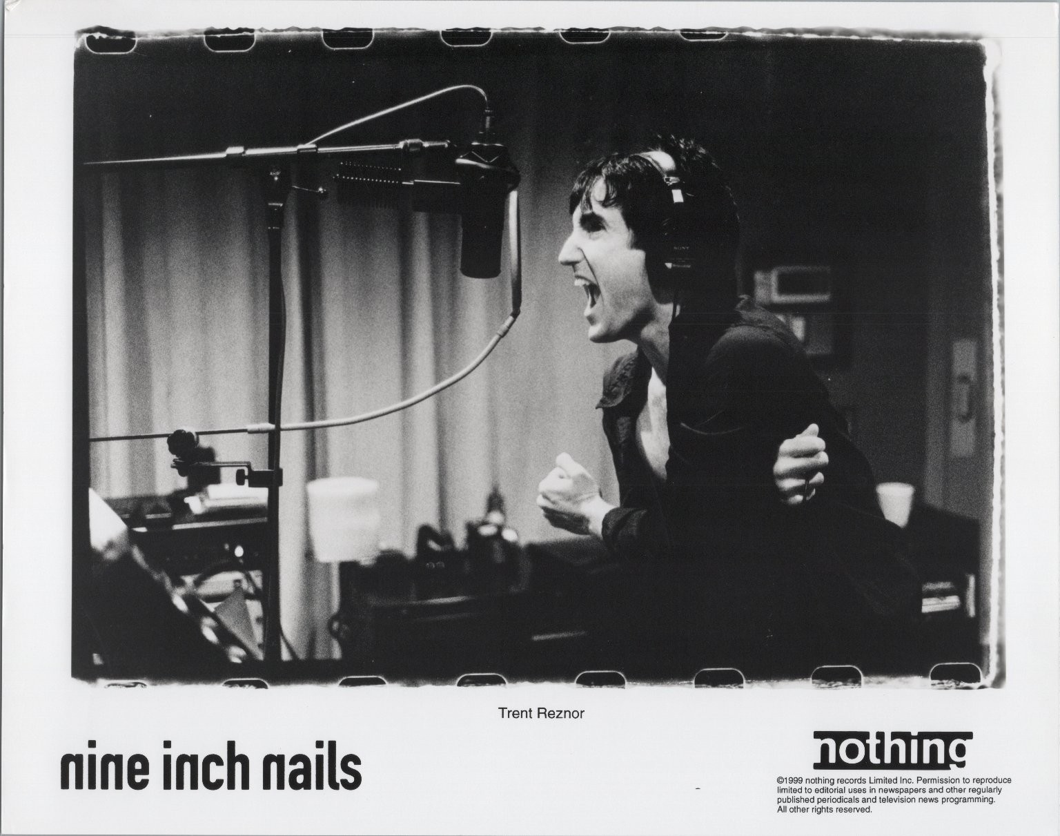Nine Inch Nails Trent Reznor 1999 Black & White Press Promo Photo