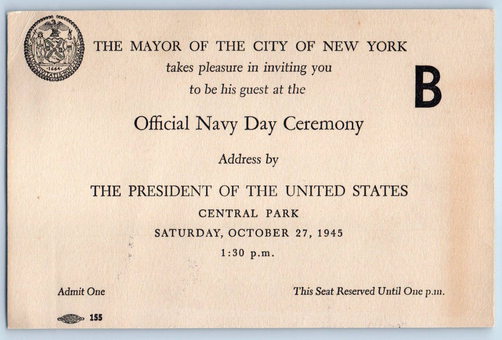 1945 New York NY Postcard Mayor Of The City Official Navy Day Ceremony President 1945 New York NY Postcard Mayor Of The City Official Navy Day Ceremony President