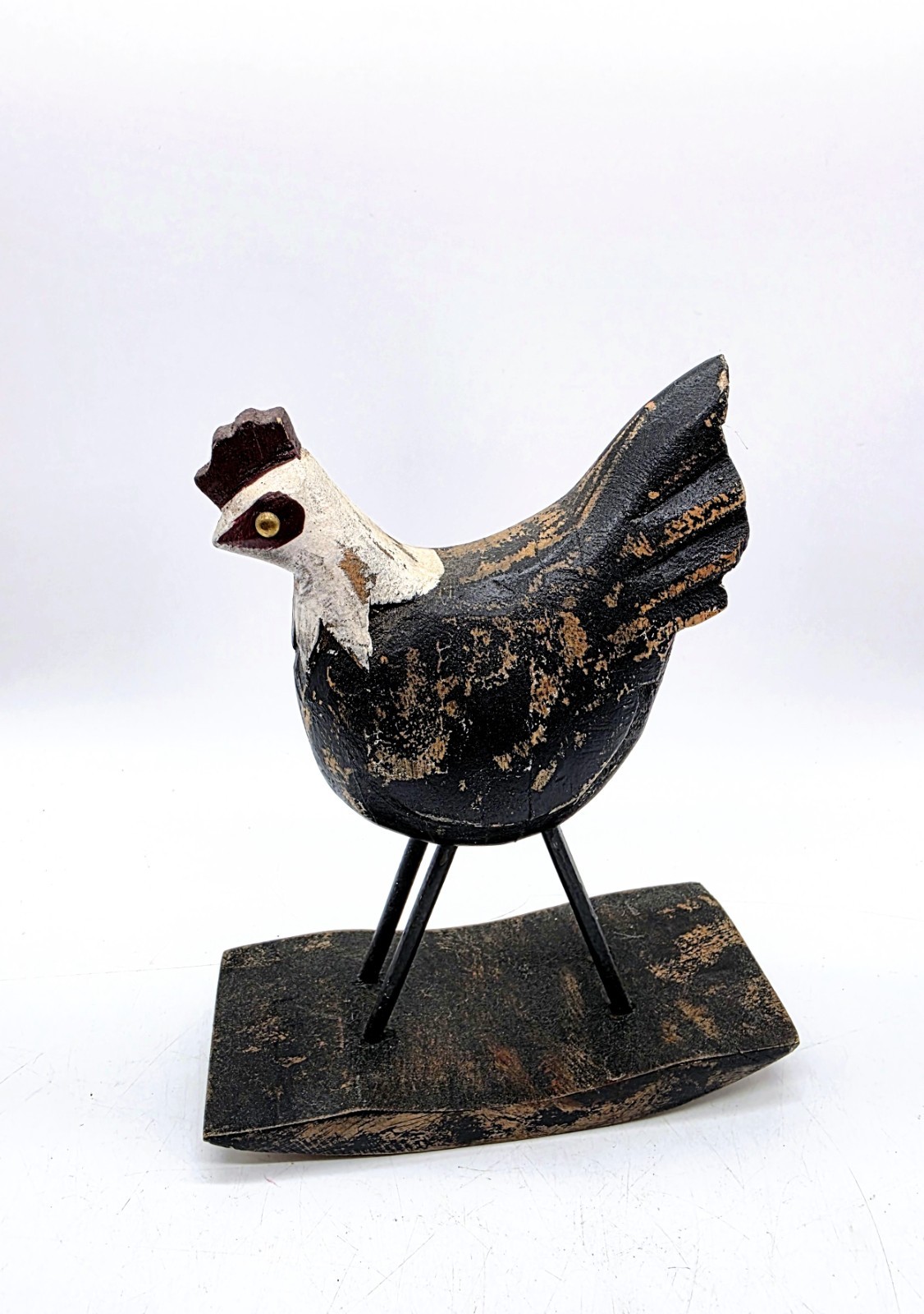 Primitive Rooster Chicken Rocking Horse Figure India Folk Art Farmhouse Rustic Primitive Rooster Chicken Rocking Horse Figure India Folk Art Farmhouse Rustic