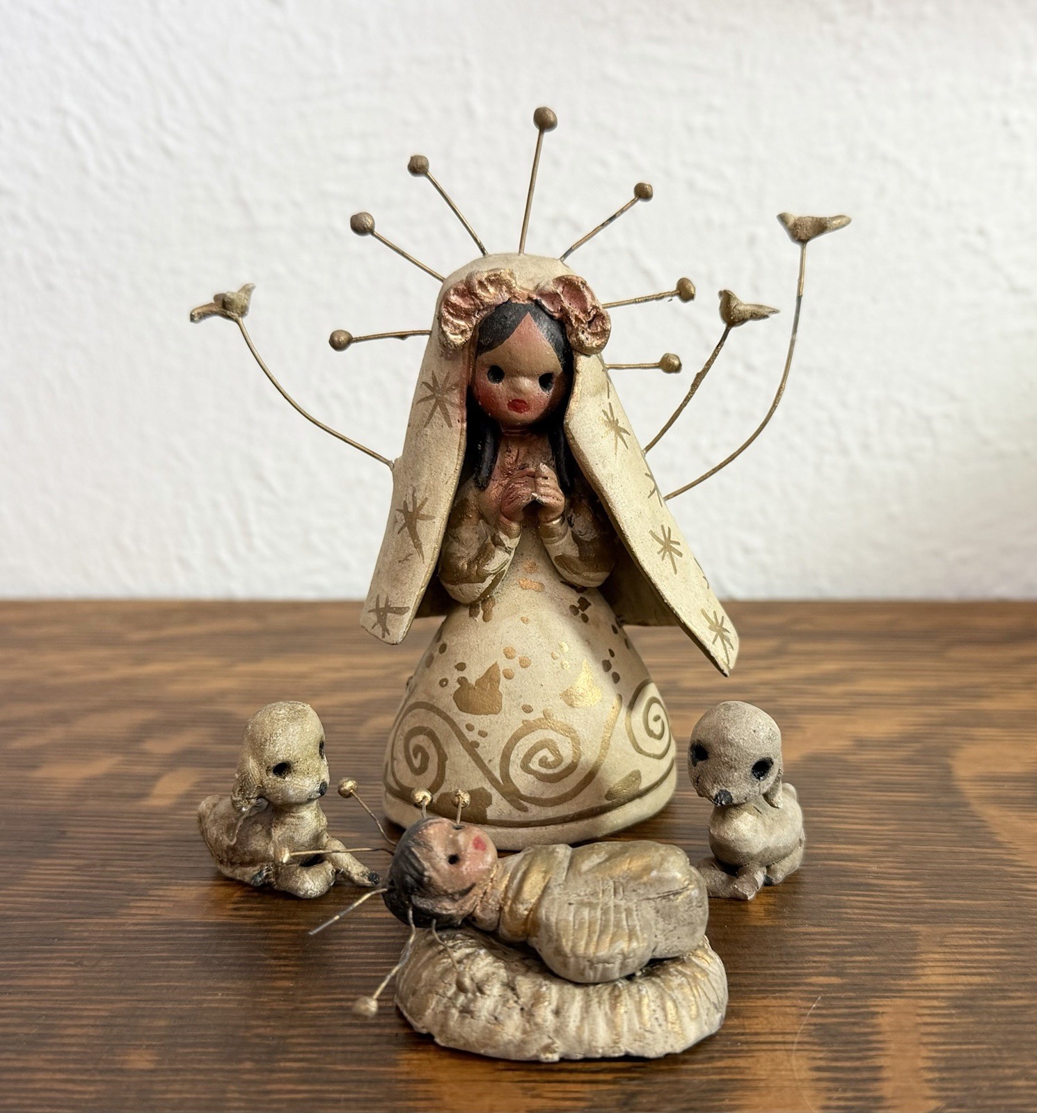 5 Pc Vtg Mexican Pottery Nativity Tonala Folk Art Baby Jesus In Bed Mary Sheep 5 Pc Vtg Mexican Pottery Nativity Tonala Folk Art Baby Jesus In Bed Mary Sheep
