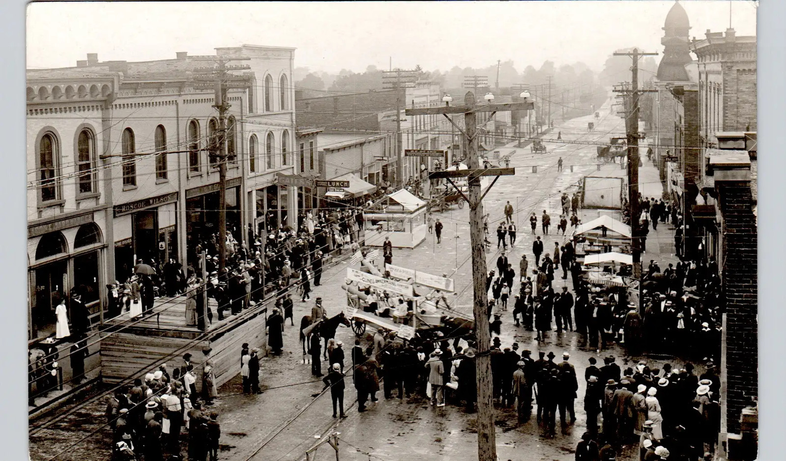 DOWNTOWN STREET PARADE morenci mi real photo postcard rppc