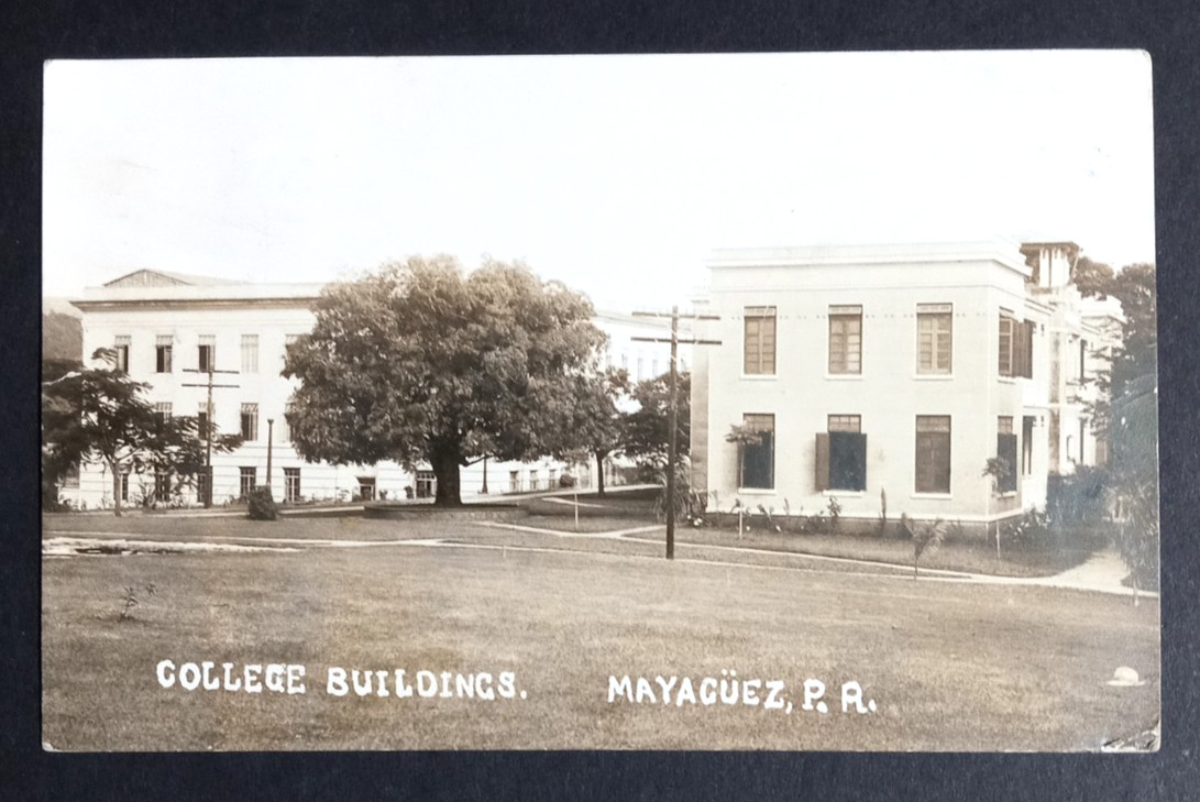 College Buildings Mayaguez Puerto Rico PR RPPC Real Photo Postcard c1940s School