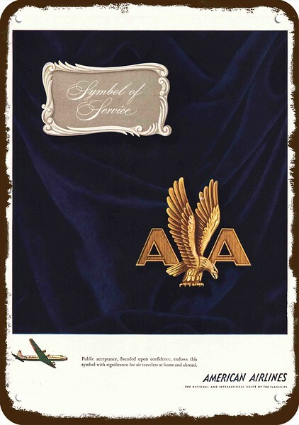 1946 AMERICAN AIRLINES Symbol Service Vintage Look DECORATIVE REPLICA METAL SIGN 1946 AMERICAN AIRLINES Symbol Service Vintage Look DECORATIVE REPLICA METAL SIGN