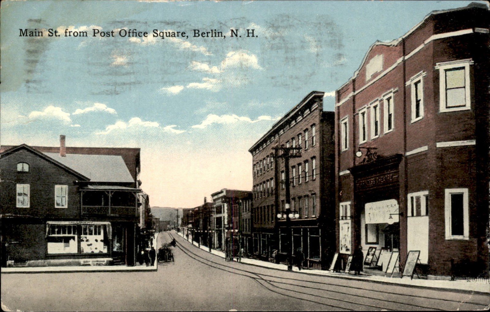 Berlin NH Main St. street scene James F. Snow c1910 Vintage Postcard