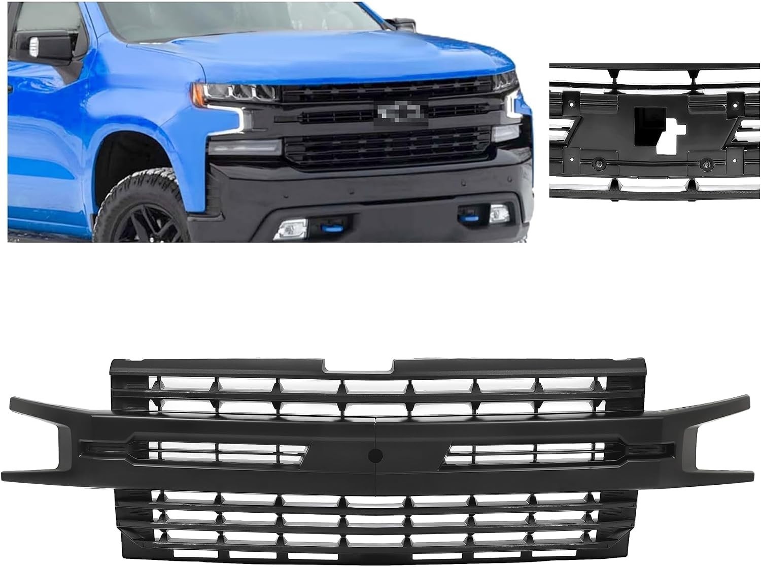 Front Grill Compatible with 2019-2022 Chevy Chevrolet Silverado 1500 Bumper NEW