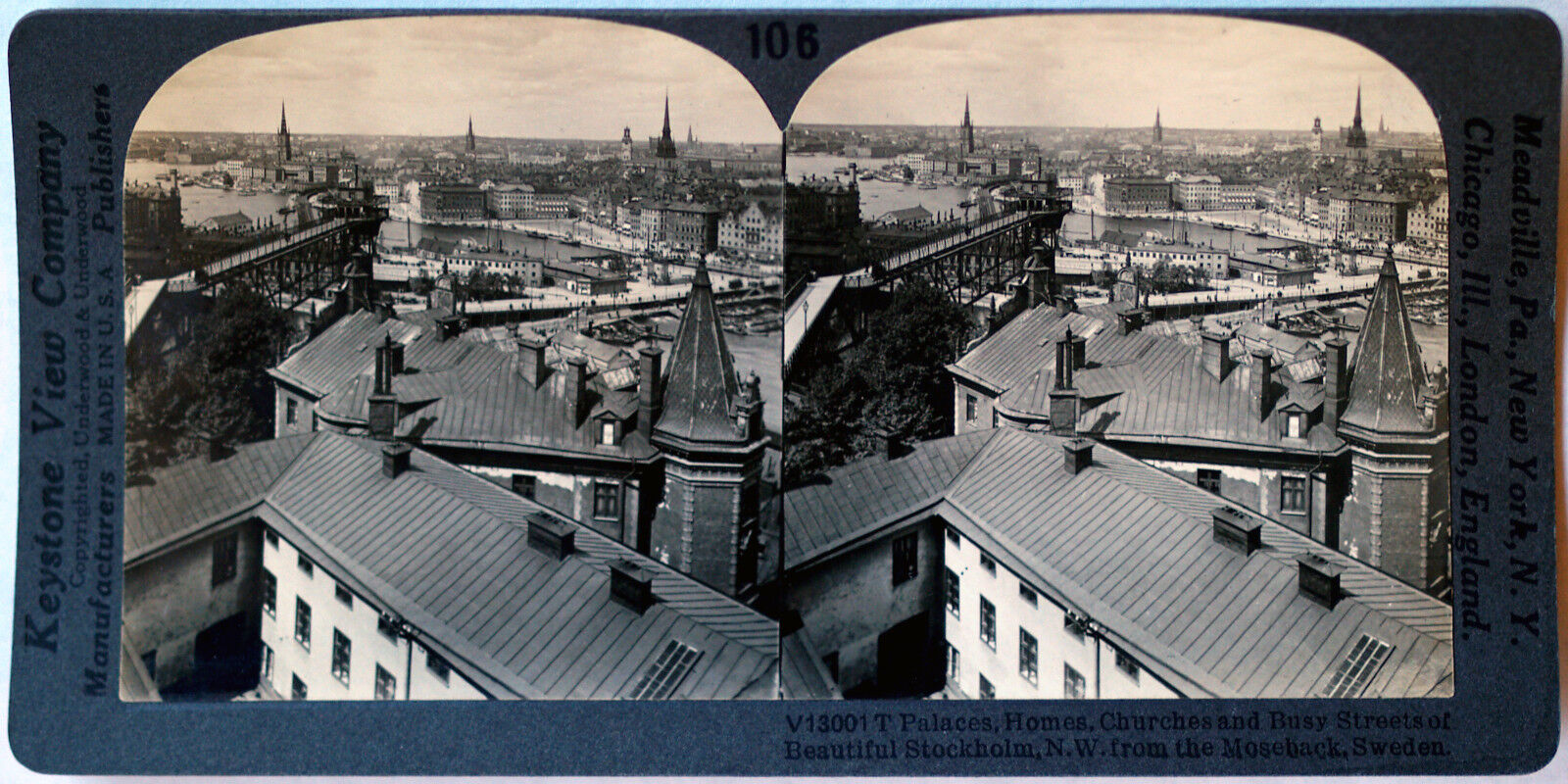 Keystone Stereoview view Overlooking Stockholm, Sweden from 1920’s 400 Set #106