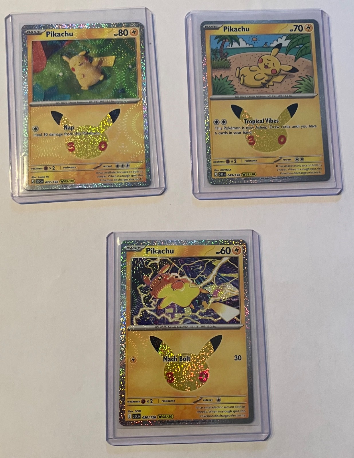 Pikachu Various 30th annuversay 5, 8, 21 /30