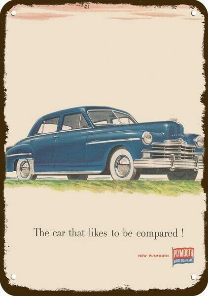 1949 PLYMOUTH SPECIAL DELUXE 4-DOOR CAR Vintg-Look DECORATIVE REPLICA METAL SIGN 1949 PLYMOUTH SPECIAL DELUXE 4-DOOR CAR Vintg-Look DECORATIVE REPLICA METAL SIGN