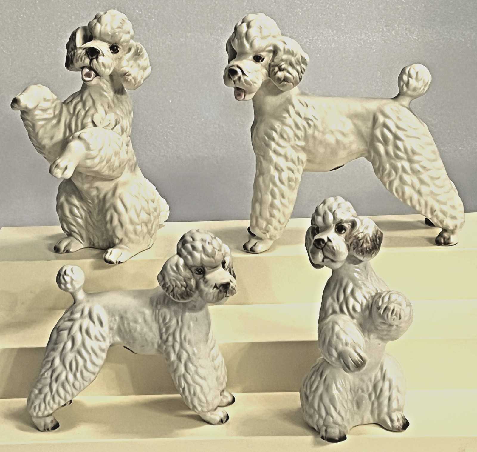 Set of 4 Vintage Lefton\'s Ceramic Poodle Figurines (H3901 & H4534) Japan