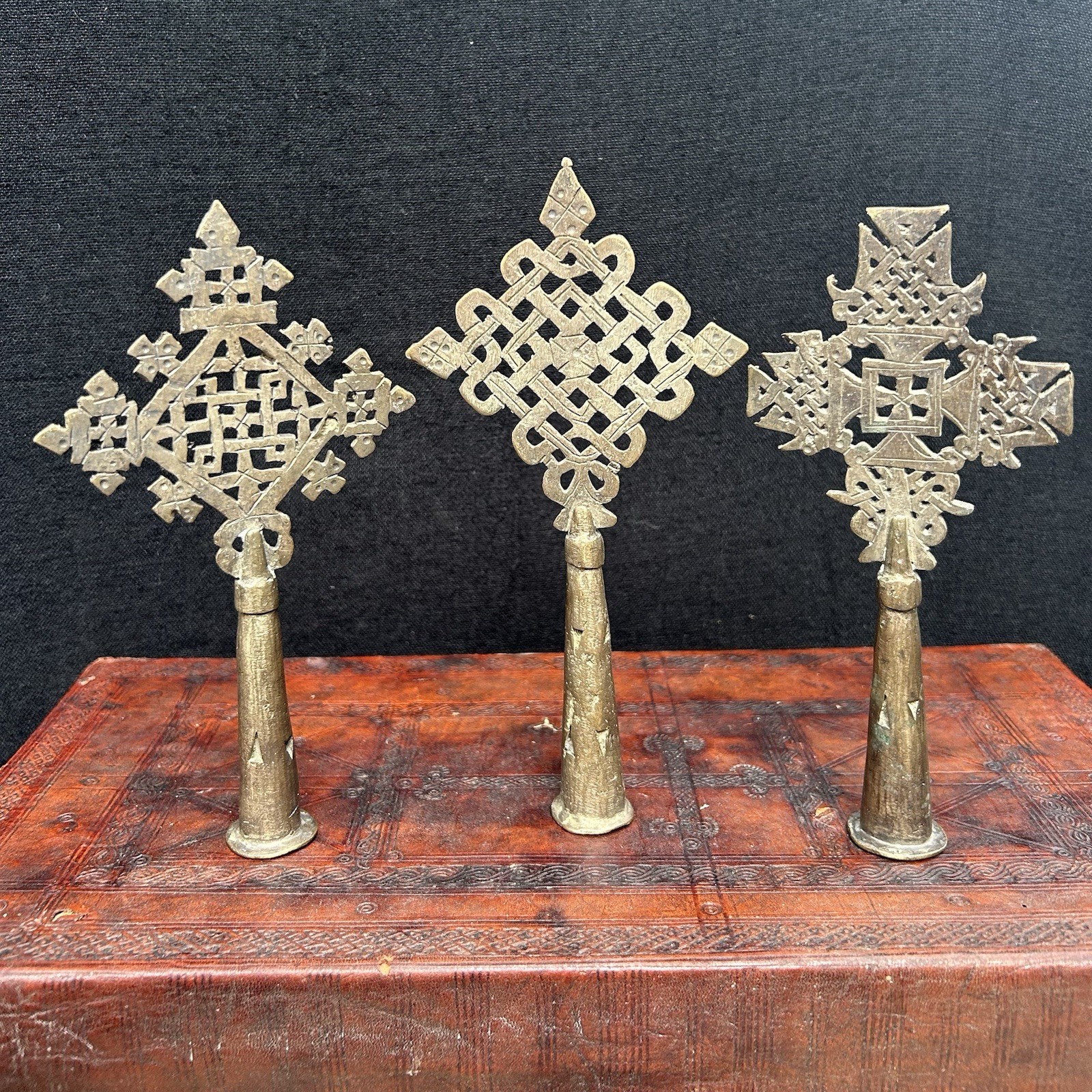 Set of 3 Vtg Ethiopian Orthodox Tewahedo Coptic Christian Processional Crosses