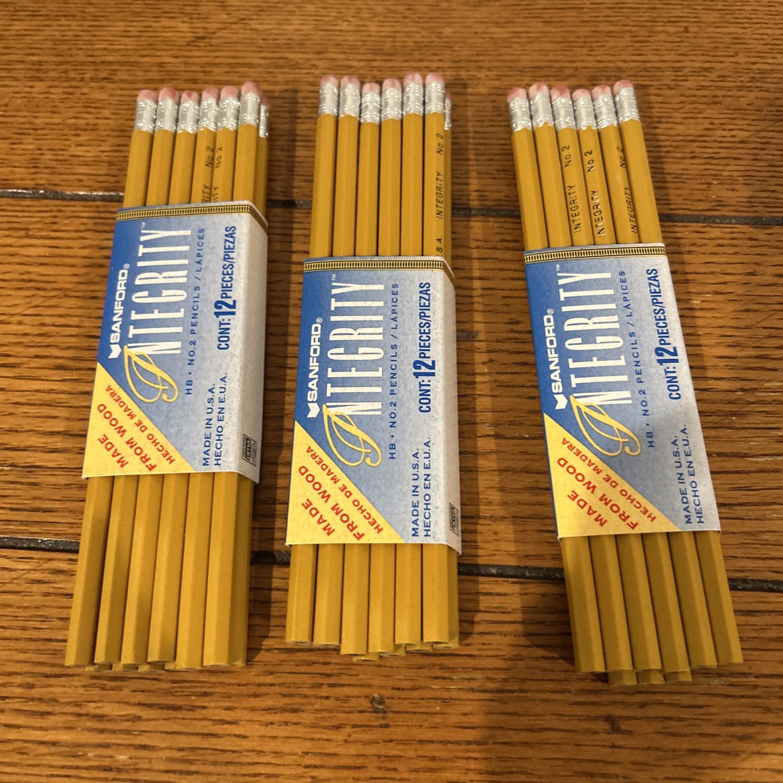 3 bundles of Sanford: Integrity No. 2 Pencils each Set of 12 Vintage