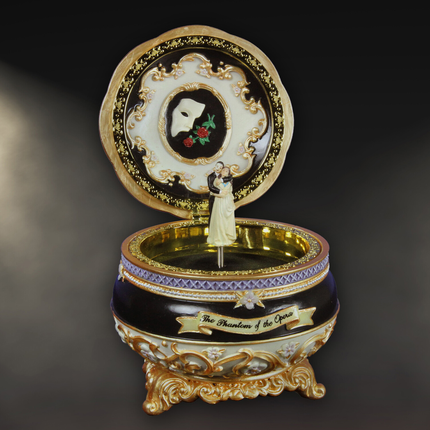 The San Francisco Music Box Company Phantom and Christine Hinged Trinket Box