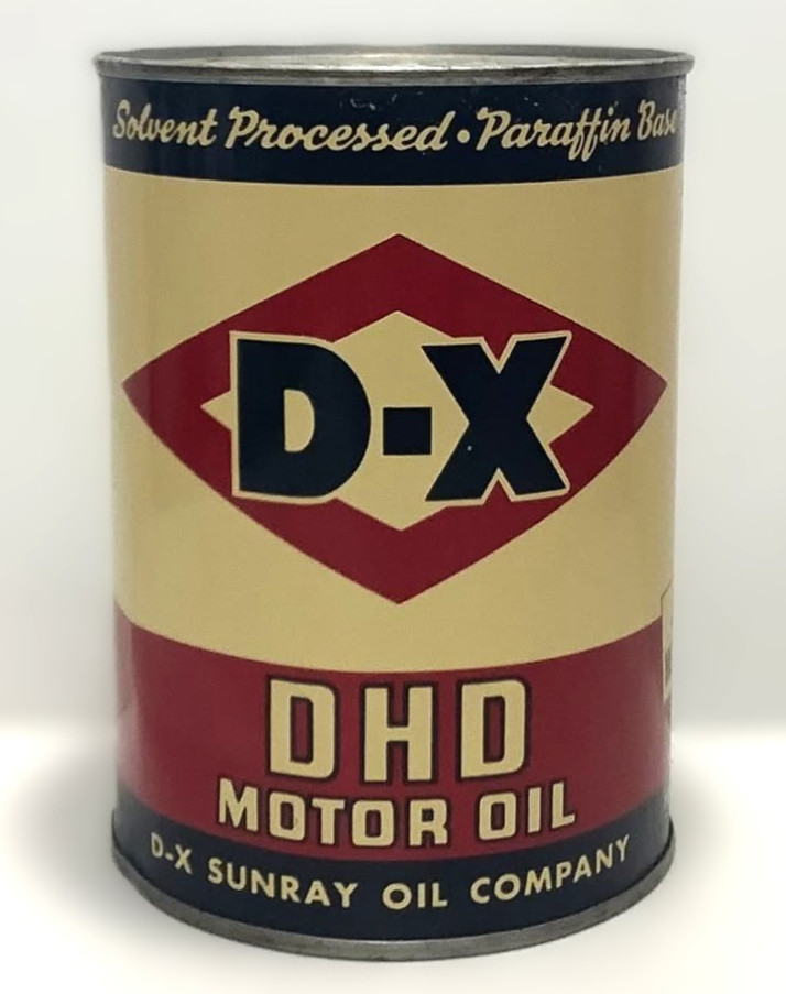 Vintage D-X Sunray Oil Company DHD Motor Oil Metal Quart Can