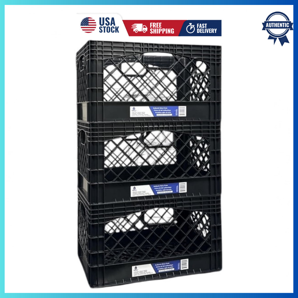 Gorilla Crate 24QT Milk Crate Storage Bin 3 Pack Heavy Duty Black Gorilla Crate 24QT Milk Crate Storage Bin 3 Pack Heavy Duty Black