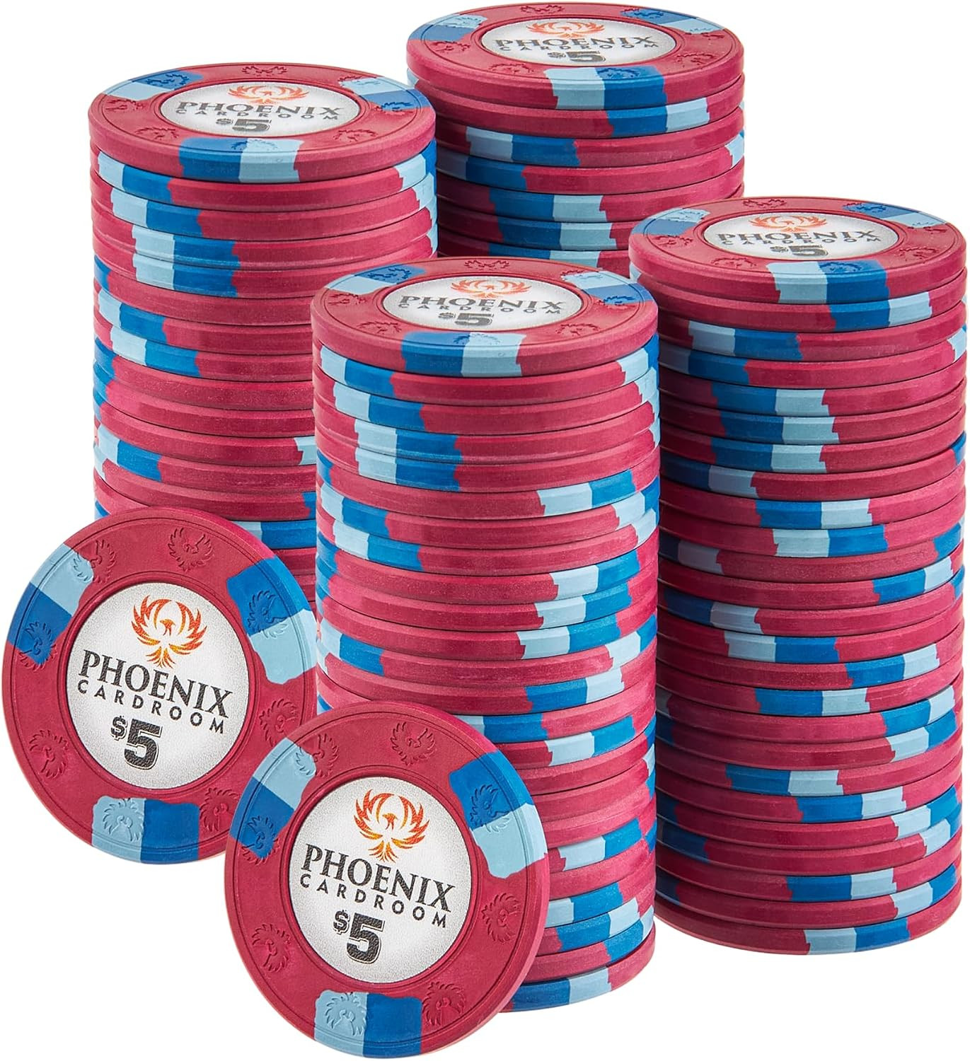 10-Gram Phoenix Professional Poker Chips Real Clay Set - Bulk Casino Chips