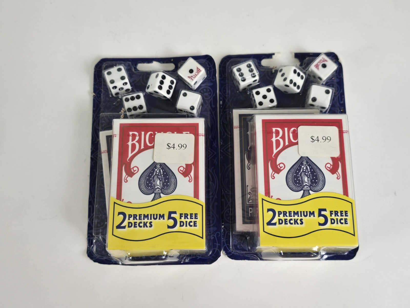 (2)Bicycle Playing Cards 2 Deck Rider Back Special Value with 4 Bonus Dice Poker