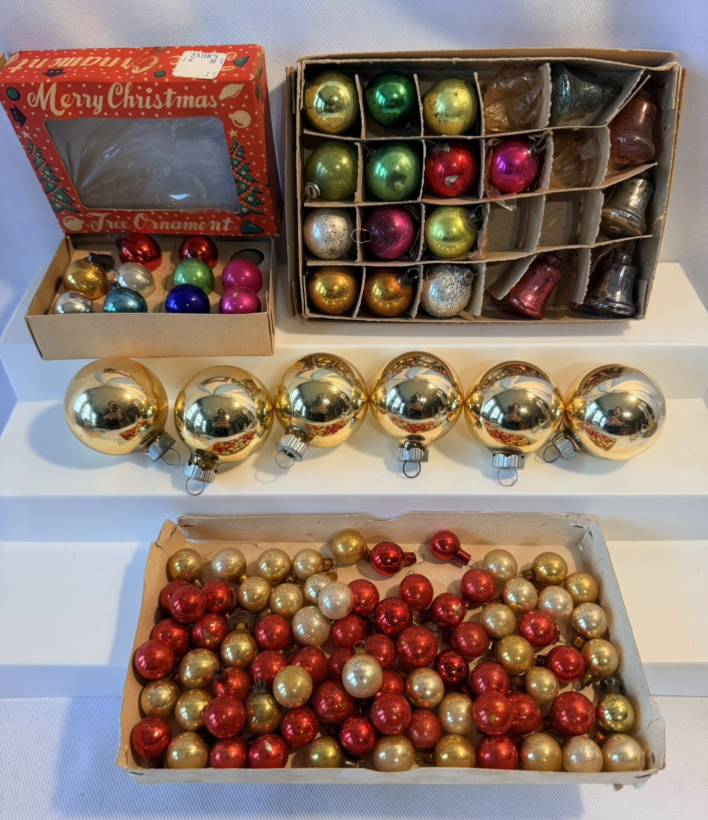 110+ Vintage Miniature Mercury Glass Balls Christmas Ornaments Feather Tree