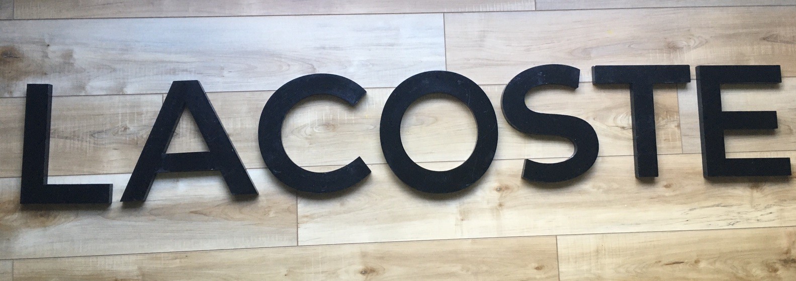 Vintage Original Department Store Lacoste Wall Display Metal Letters Used
