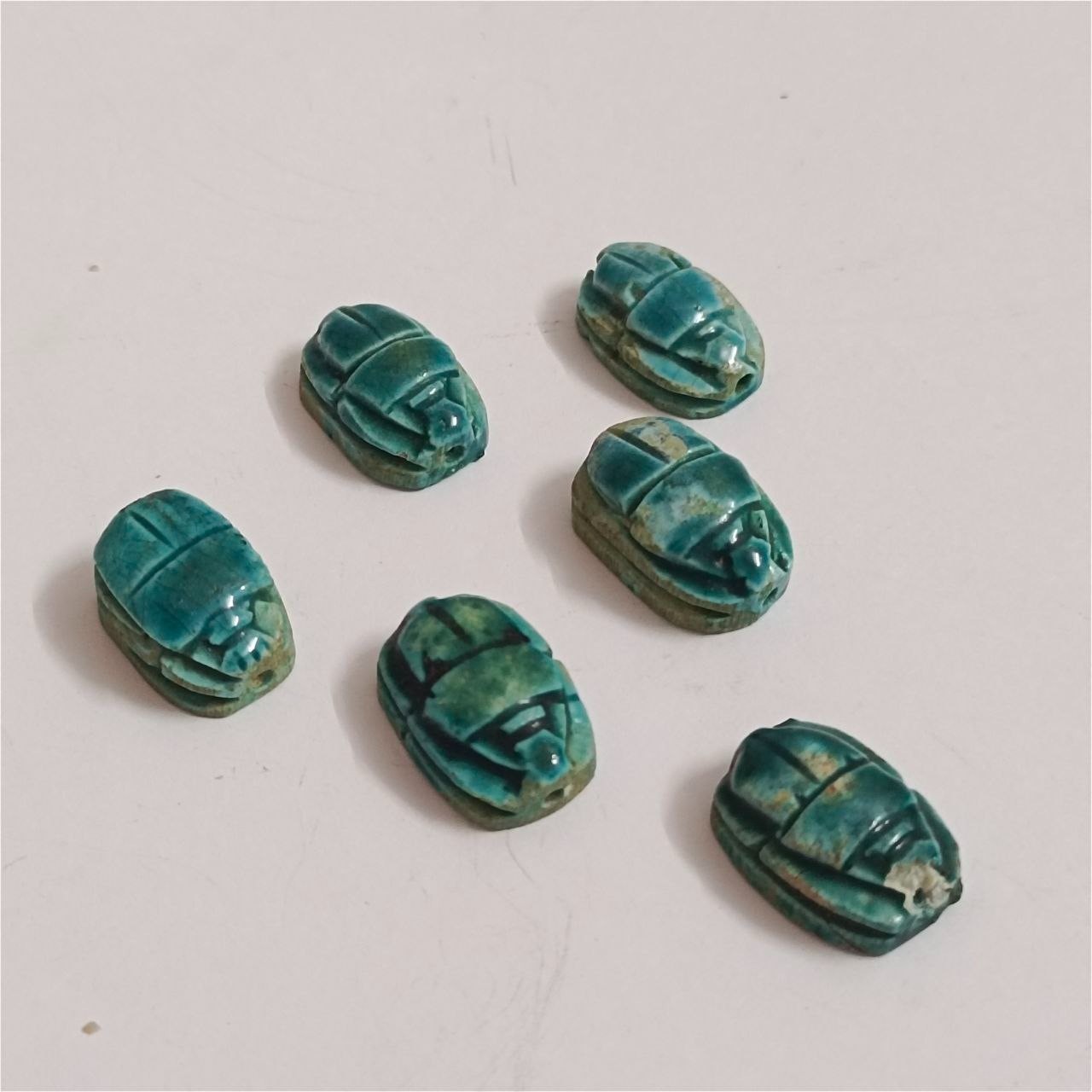 Set of Egyptian Scarab Green Blue Pharaonic Craft Jewelry Making Decor