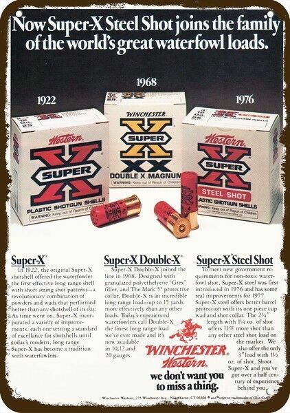 1977 WINCHESTER SUPER-X SHOTGUN AMMO Vntg-Look DECORATIVE REPLICA METAL SIGN 1977 WINCHESTER SUPER-X SHOTGUN AMMO Vntg-Look DECORATIVE REPLICA METAL SIGN