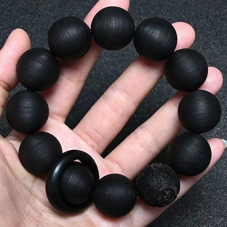 20mm Vietnam Agarwood Bracelet Screw Pattern Beads Sinking Oud Jewelry