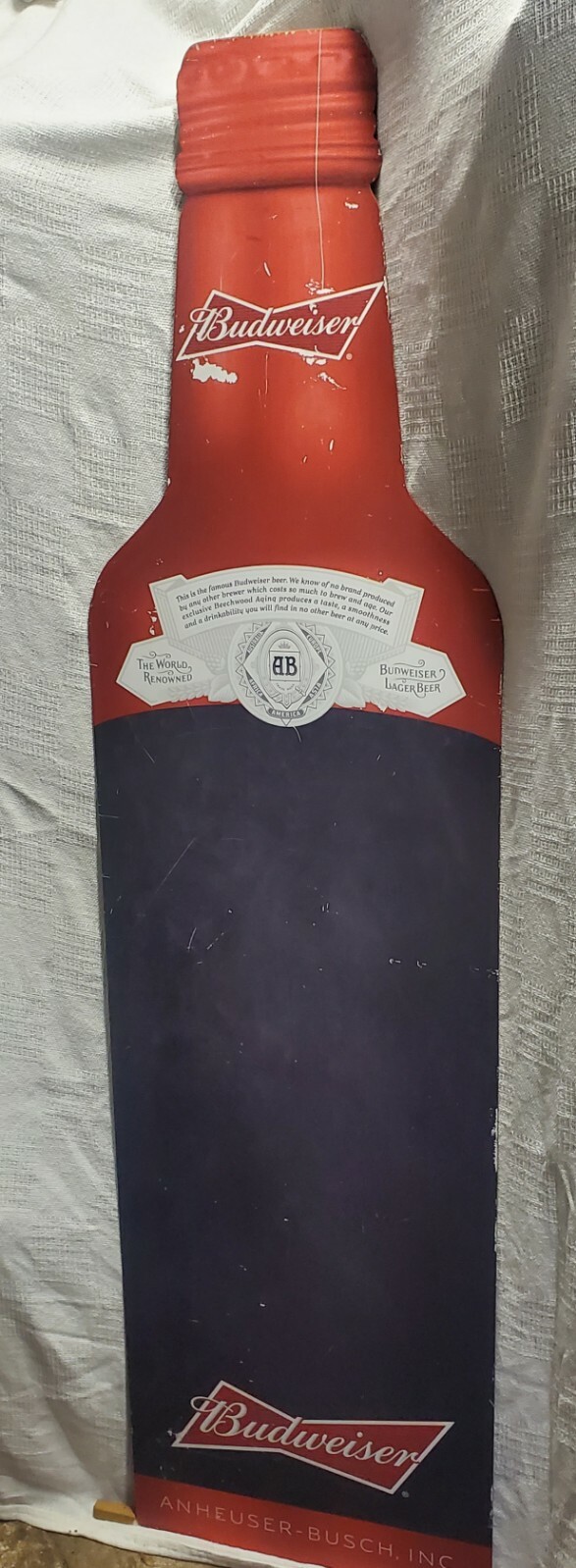 Vintage Budweiser Beer Bottle Steel Advertising Sign Anheuser Busch 54