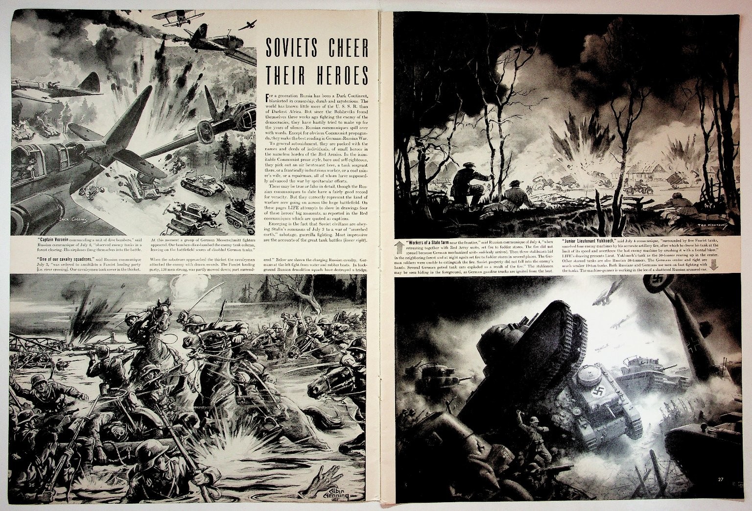 1941 Original WWII Soviet & British Heroes Print Article 10x14 Black White 1941 Original WWII Soviet & British Heroes Print Article 10x14 Black White
