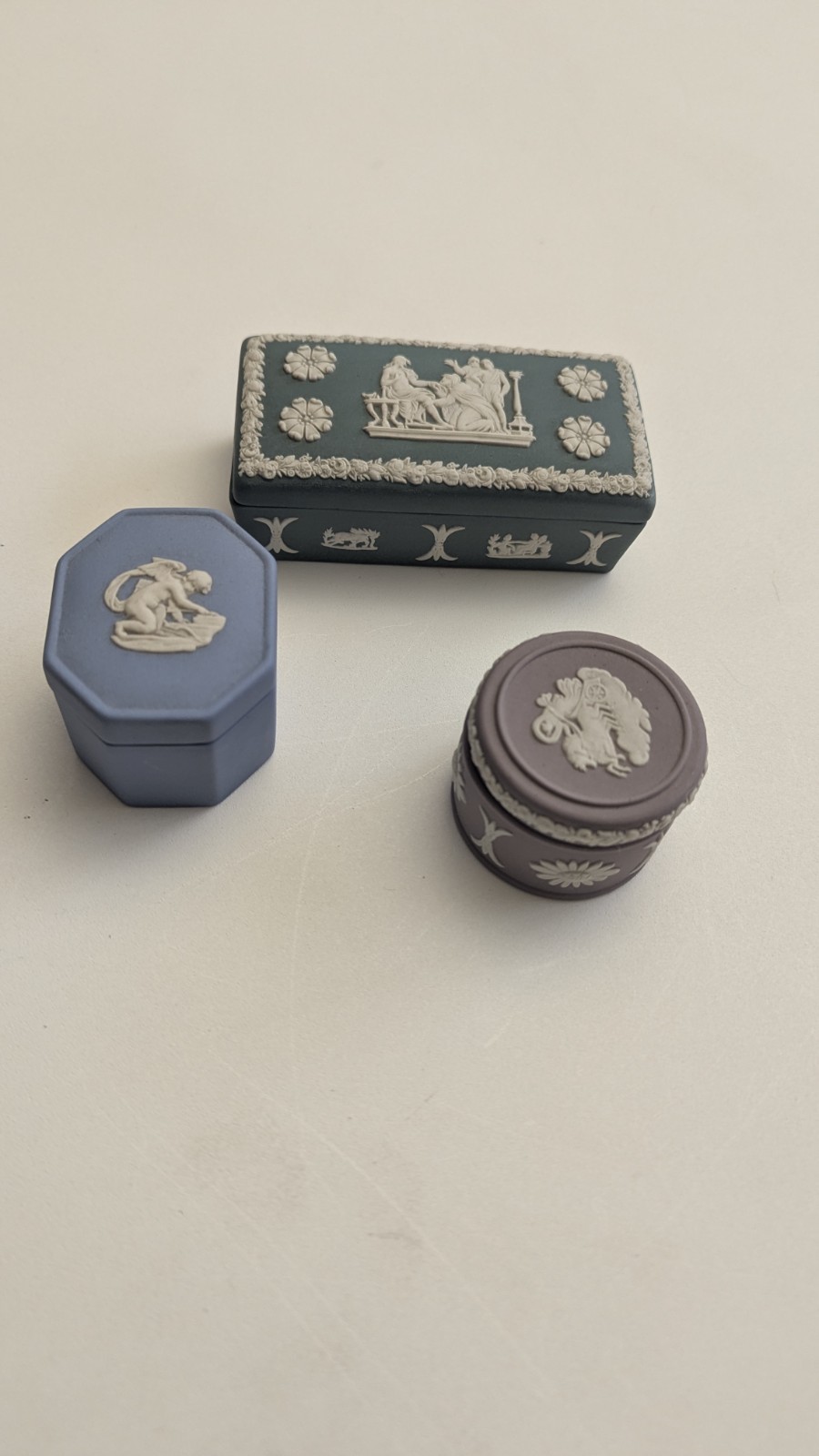 Collection Wedgewood Jasperware Trinket Boxes Lot Of 3