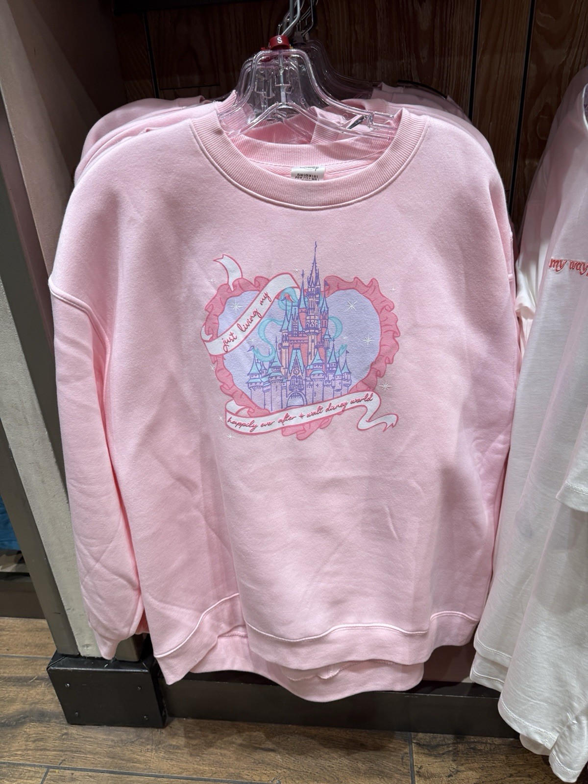 Disney Parks 2026 Cinderella Castle Pink Heart Pullover Sweatshirt Size Medium