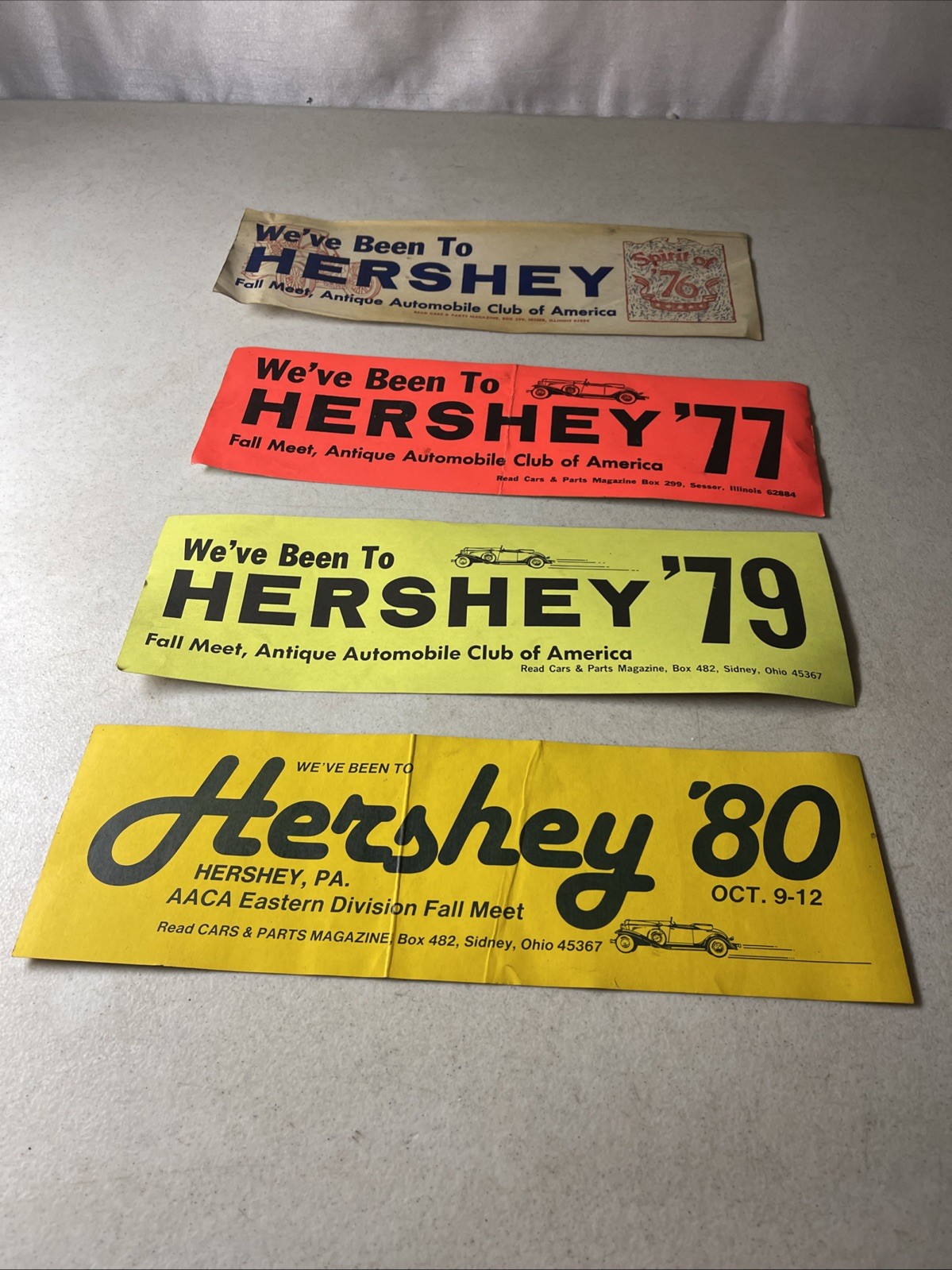 Vintage 1976-1980 We've Been To Hershey Antique Automobile Club Bumper Stickers Vintage 1976-1980 We've Been To Hershey Antique Automobile Club Bumper Stickers