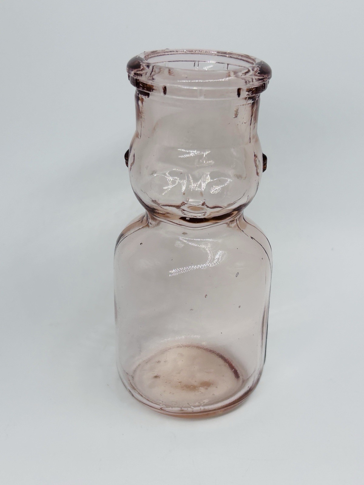 Brookfield Dairy Pink Glass 1/2 Pint Baby Face Top Milk Cream 5.5\