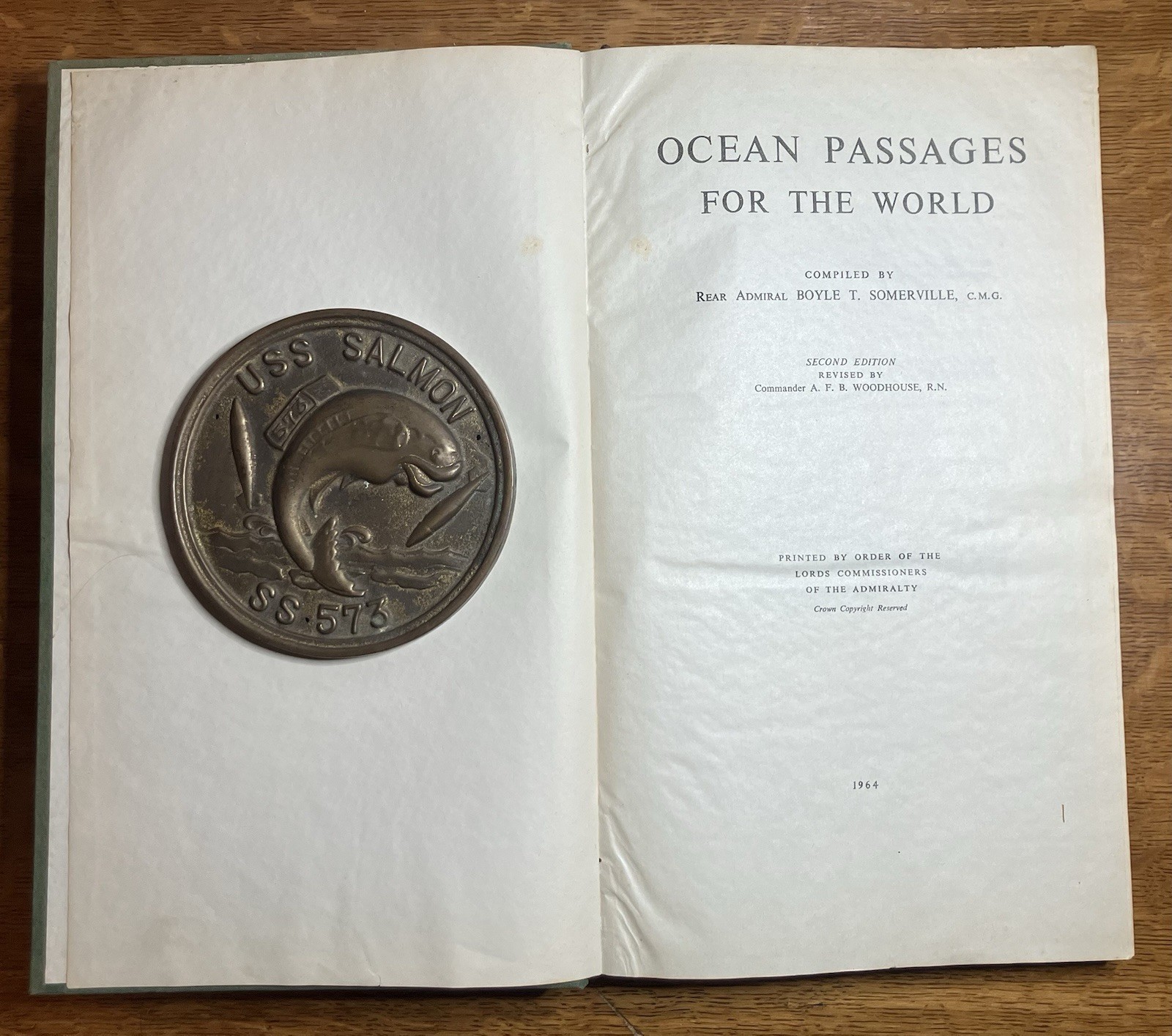 USS Salmon SS 573 Submarine Brass Plaque/photos/ Ocean Passage Book+maps RARE USS Salmon SS 573 Submarine Brass Plaque/photos/ Ocean Passage Book+maps RARE