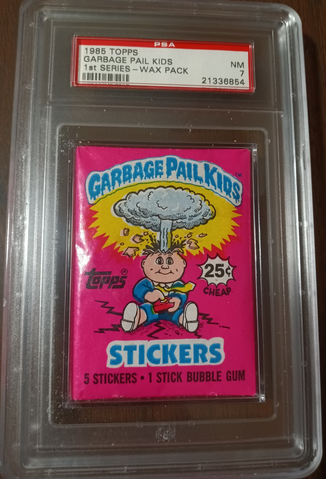 1985 Topps OS1 GPK Garbage Pail Kids 1st Series 1 Wax Pack PSA 7 NM WITH .25c 1985 Topps OS1 GPK Garbage Pail Kids 1st Series 1 Wax Pack PSA 7 NM WITH .25c