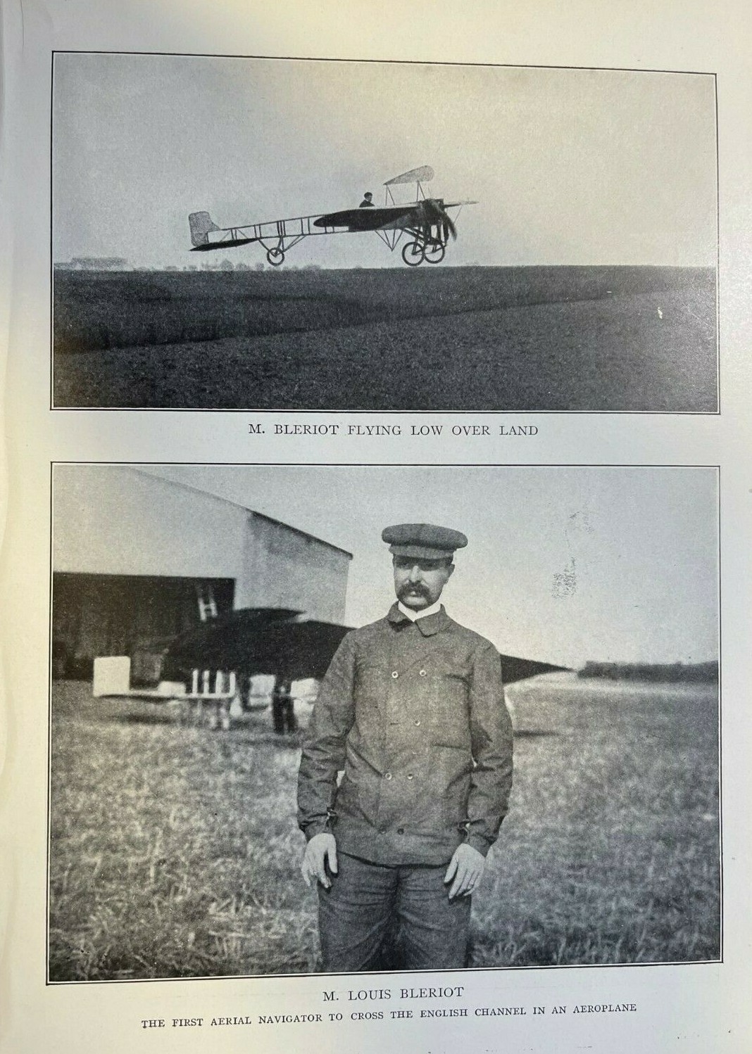 1909 Vintage Magazine Illustration Aviator Louis Bleriot